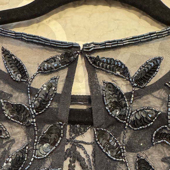 Adrianna Papell Navy Floral Embellished Gown Sz 8 - Picture 7 of 9